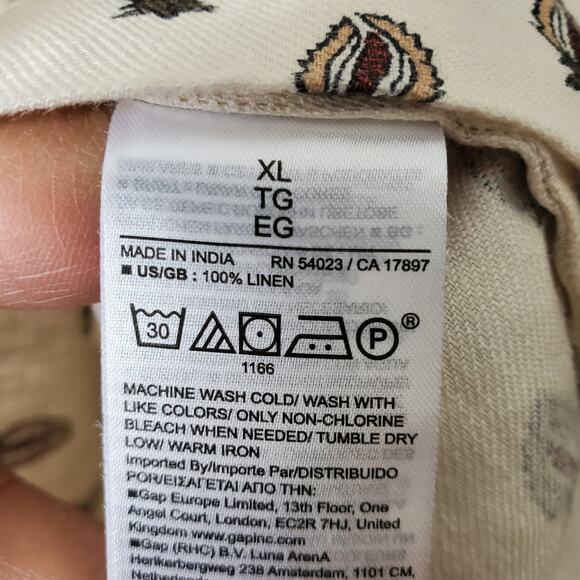 Banana Republic Women Beige Linen Print Boxy Cropped Top XL Preppy Natural NEW - Picture 6 of 10